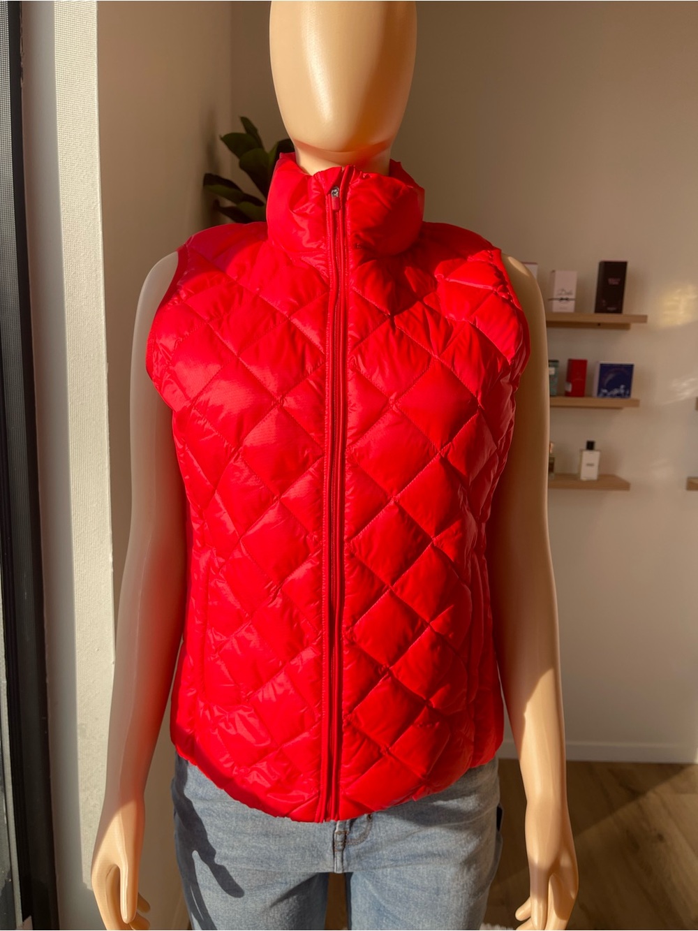 Tory Sport Red Quilted Sleeveless Puffer Vest